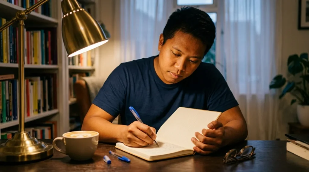 coming out parents – person writing in a journal preparing for the talk