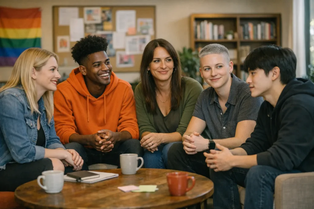 LGBTQ+ community in a safe space – group meeting and mutual support